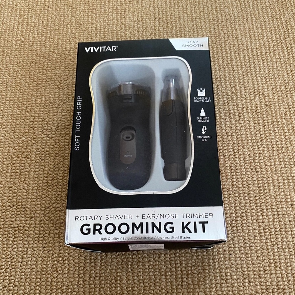 Vivitar Rotary Shaving + Ear/Nose Trimmer Grooming Set, New